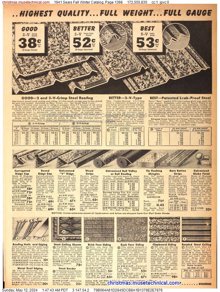 1941 Sears Fall Winter Catalog, Page 1366
