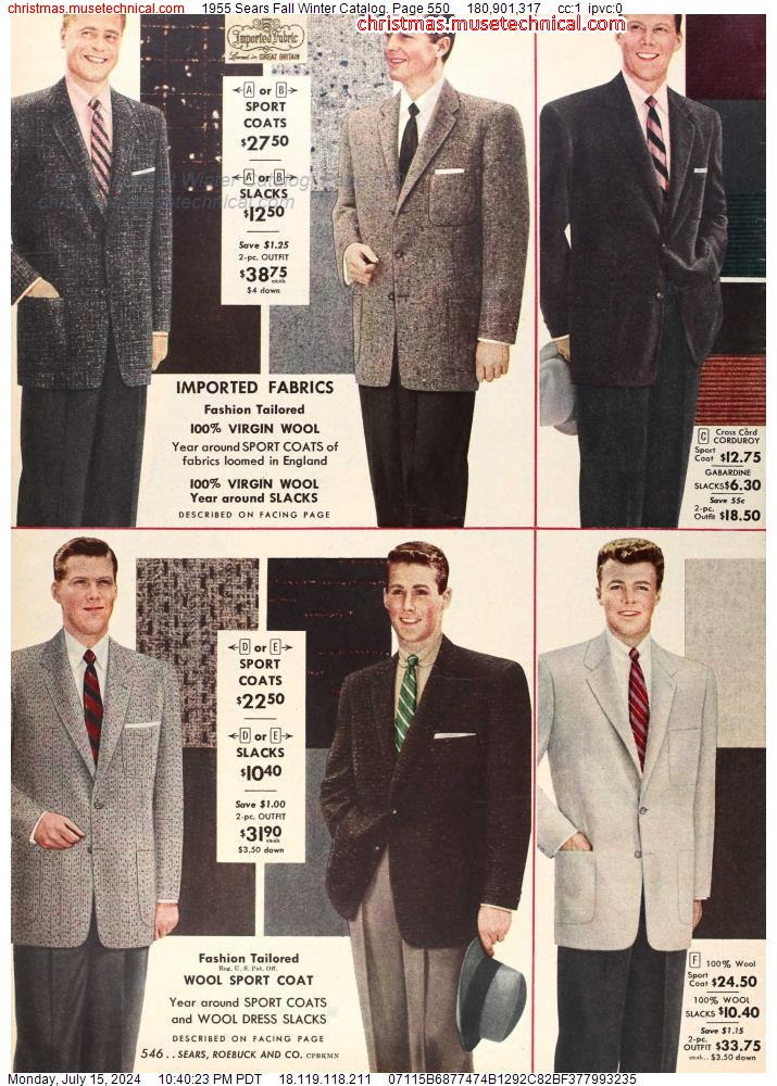 1955 Sears Fall Winter Catalog, Page 550