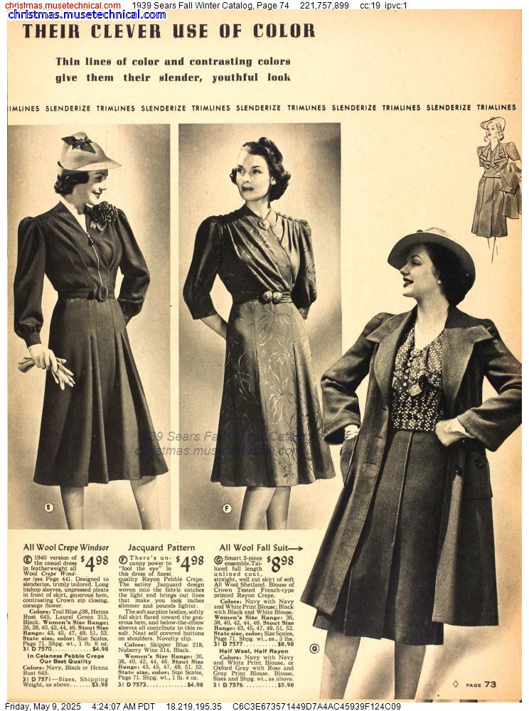 1939 Sears Fall Winter Catalog, Page 74
