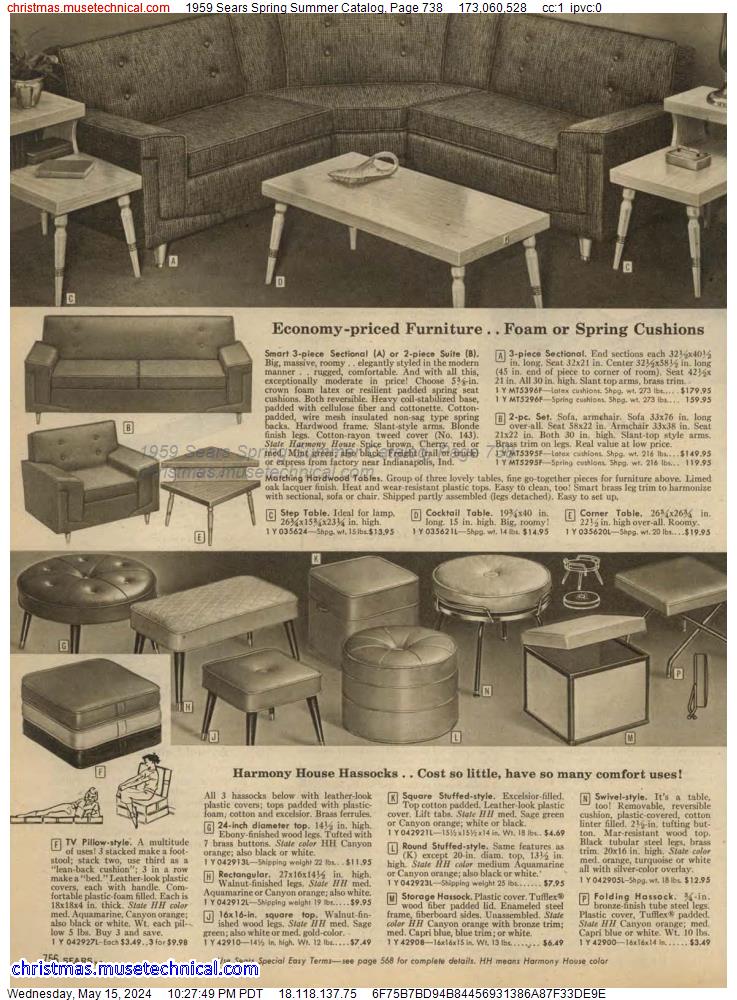 1959 Sears Spring Summer Catalog, Page 738