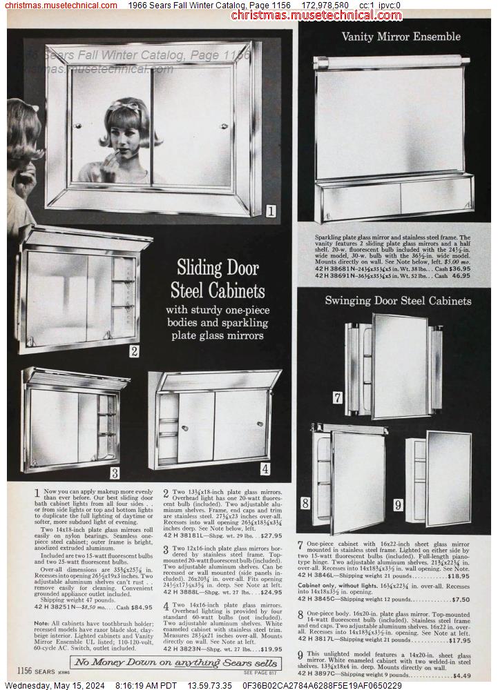 1966 Sears Fall Winter Catalog, Page 1156