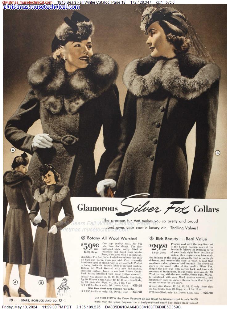 1940 Sears Fall Winter Catalog, Page 18