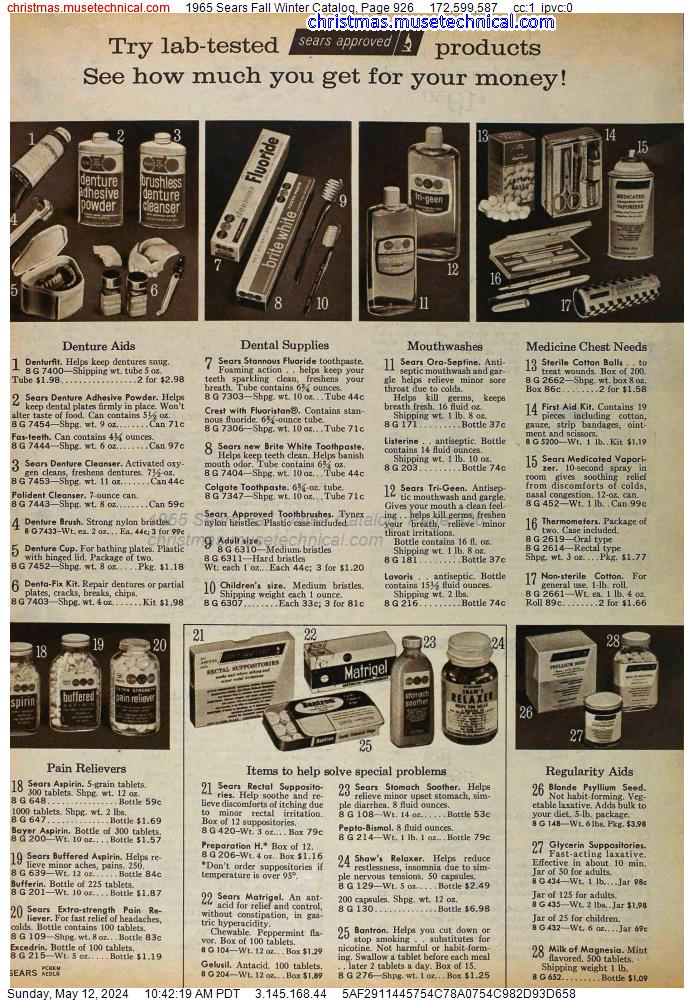 1965 Sears Fall Winter Catalog, Page 926
