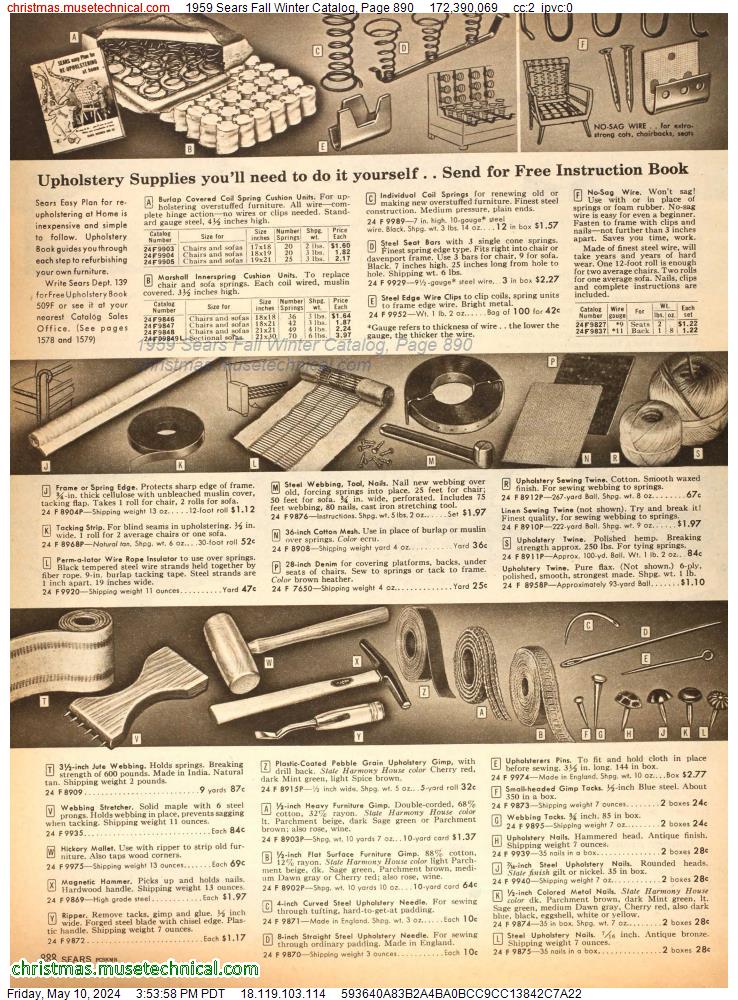 1959 Sears Fall Winter Catalog, Page 890