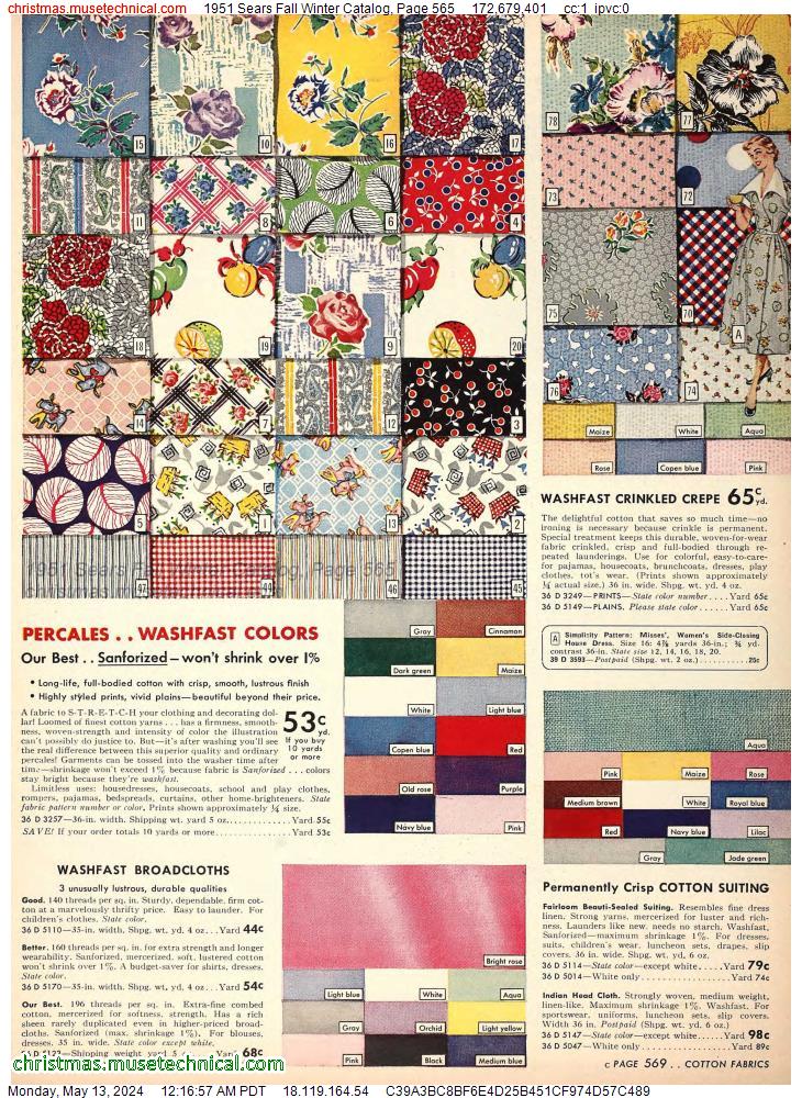 1951 Sears Fall Winter Catalog, Page 565