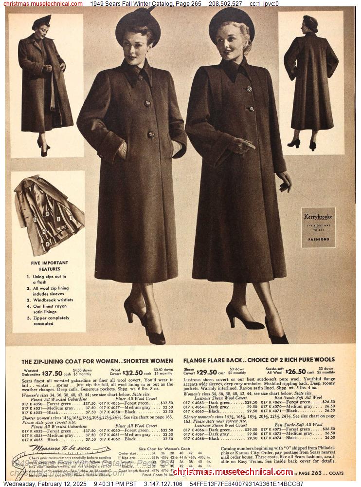 1949 Sears Fall Winter Catalog, Page 265