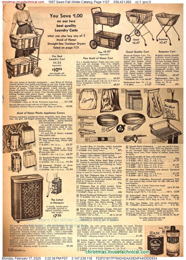 1957 Sears Fall Winter Catalog, Page 1127