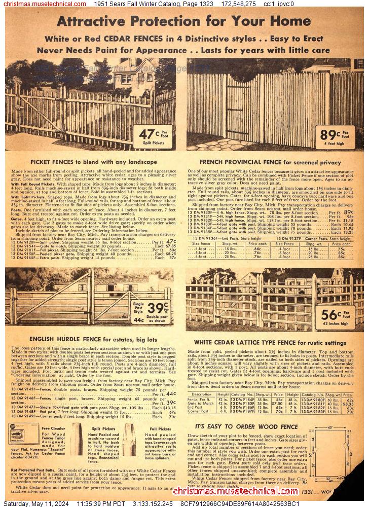 1951 Sears Fall Winter Catalog, Page 1323