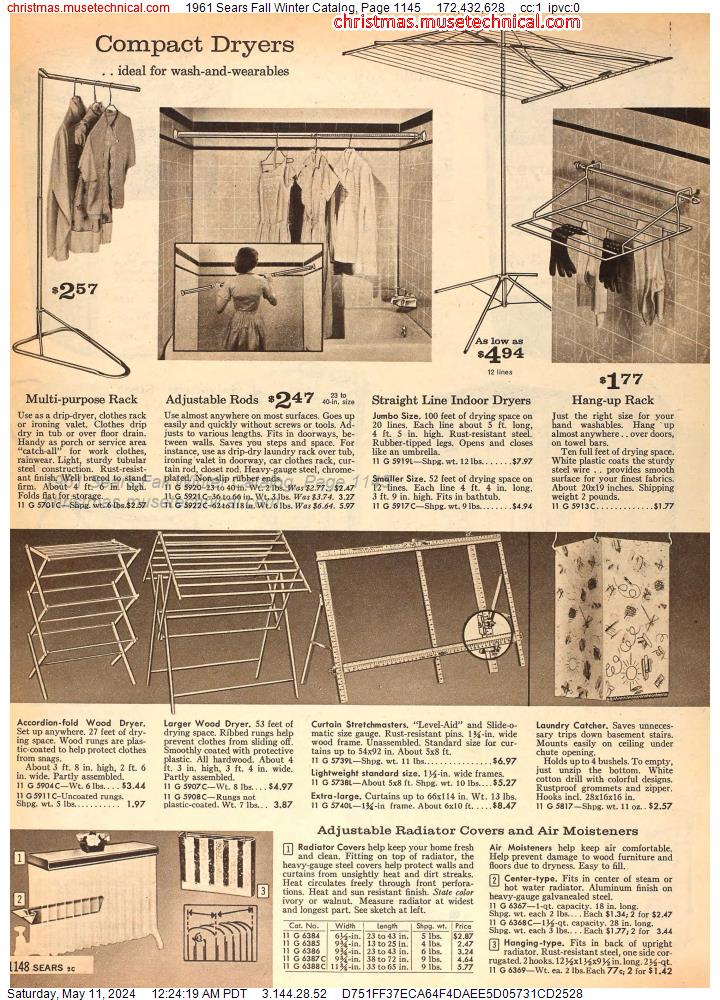 1961 Sears Fall Winter Catalog, Page 1145