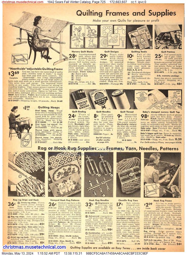 1942 Sears Fall Winter Catalog, Page 725