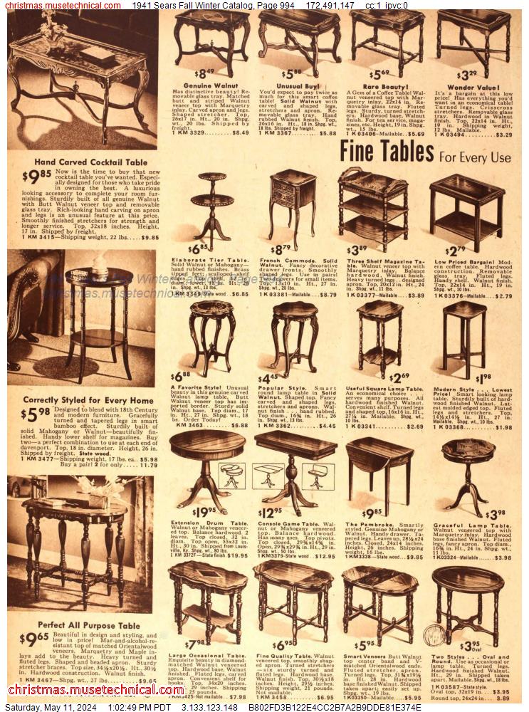 1941 Sears Fall Winter Catalog, Page 994