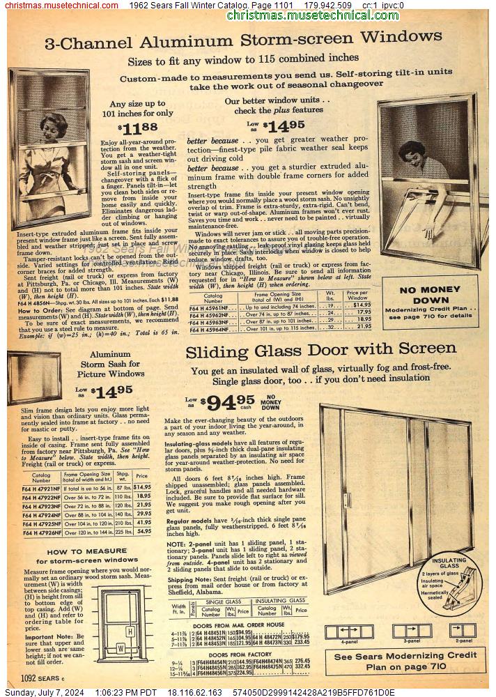1962 Sears Fall Winter Catalog, Page 1101