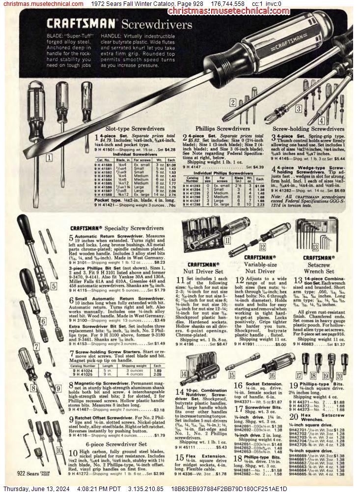 1972 Sears Fall Winter Catalog, Page 928