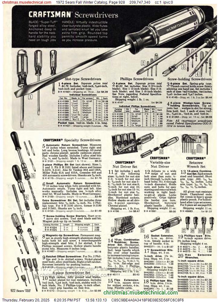 1972 Sears Fall Winter Catalog, Page 928