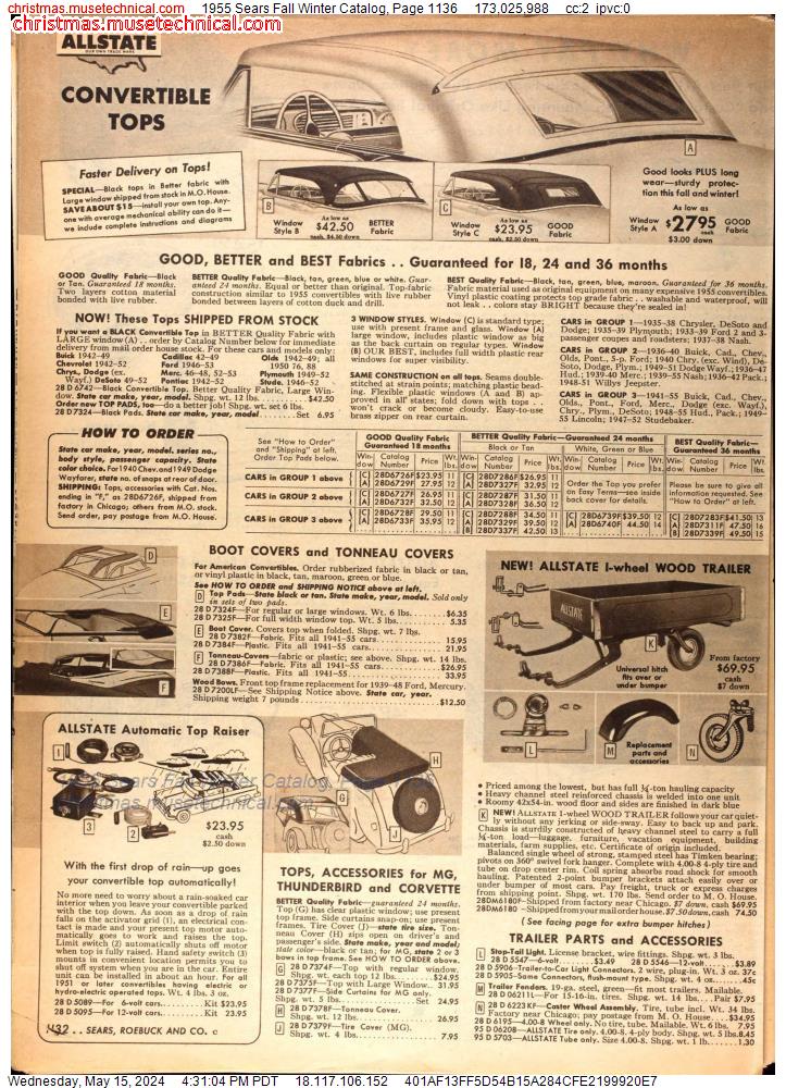1955 Sears Fall Winter Catalog, Page 1136