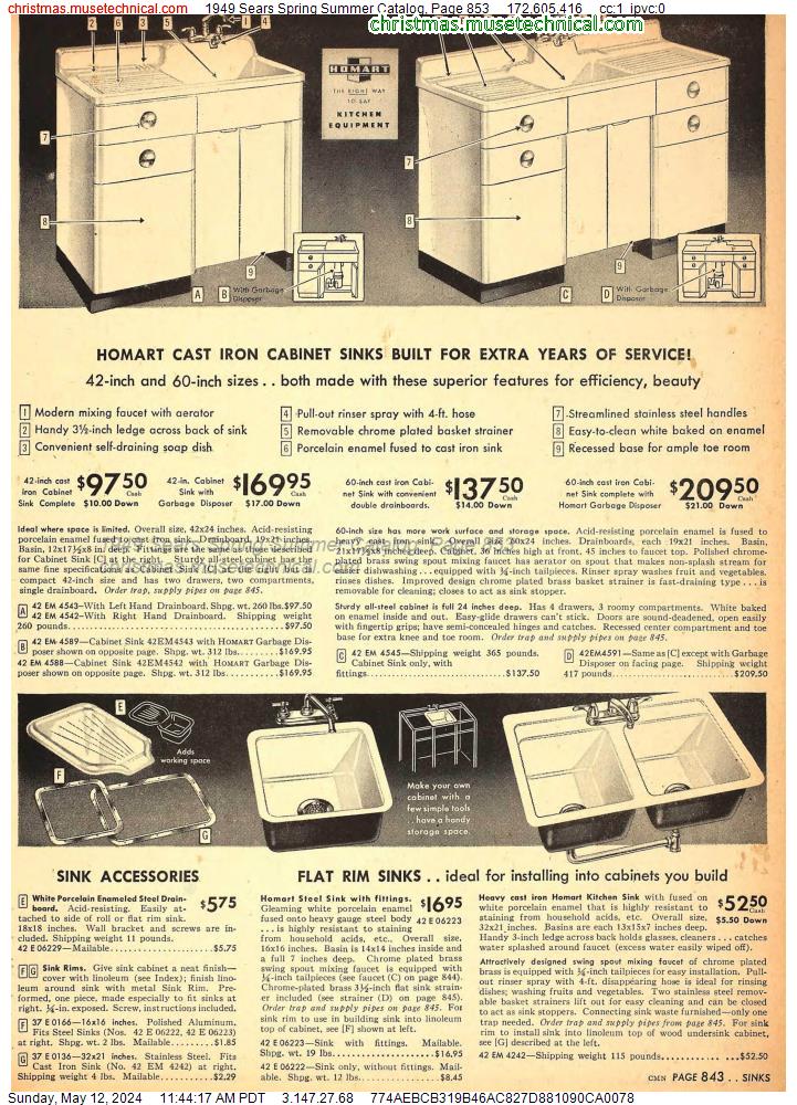 1949 Sears Spring Summer Catalog, Page 853