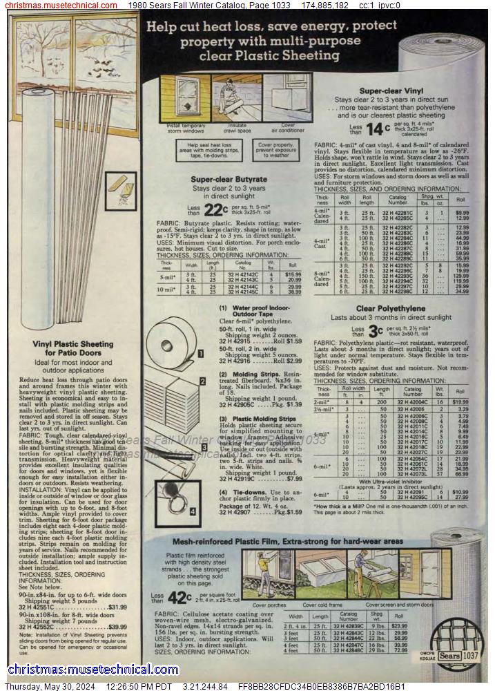 1980 Sears Fall Winter Catalog, Page 1033