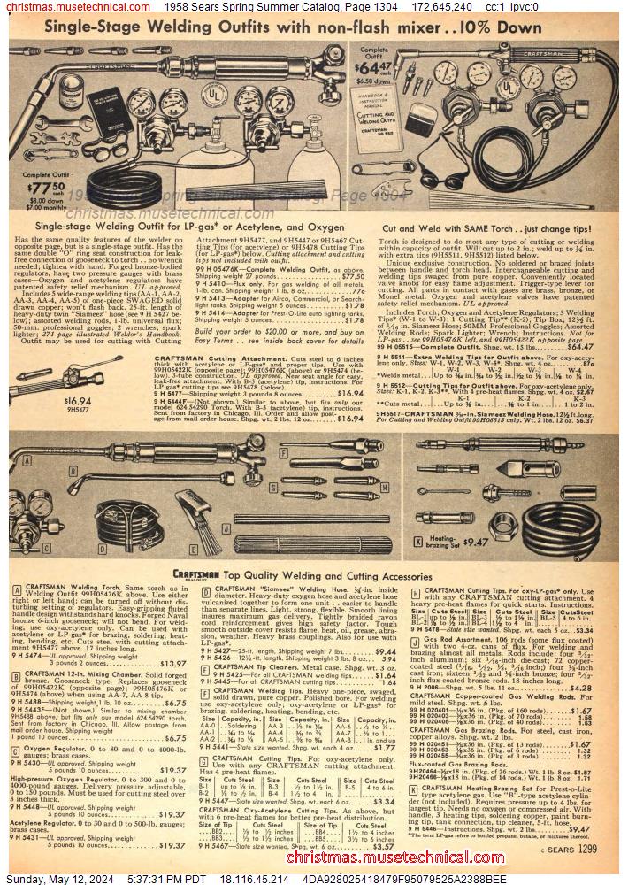 1958 Sears Spring Summer Catalog, Page 1304
