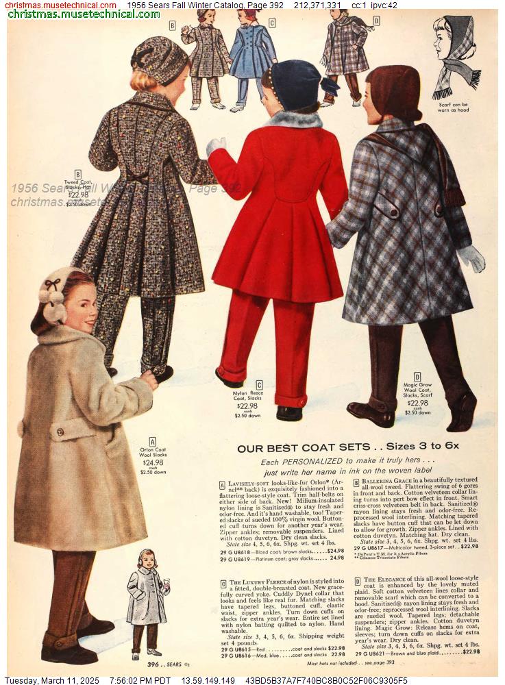 1956 Sears Fall Winter Catalog, Page 392