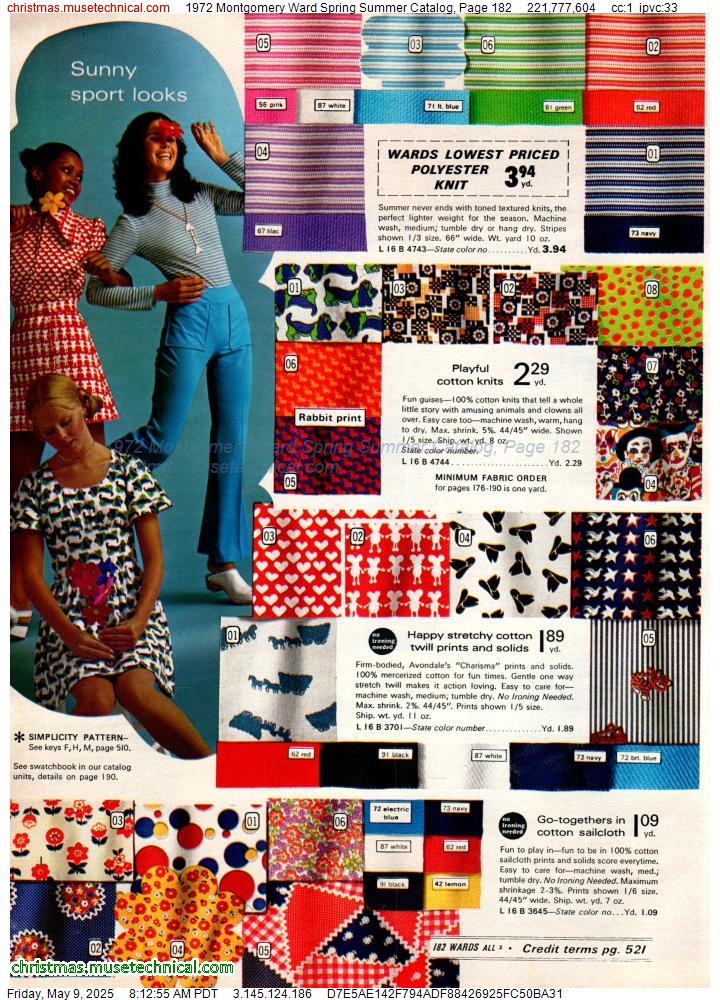 1972 Montgomery Ward Spring Summer Catalog, Page 182