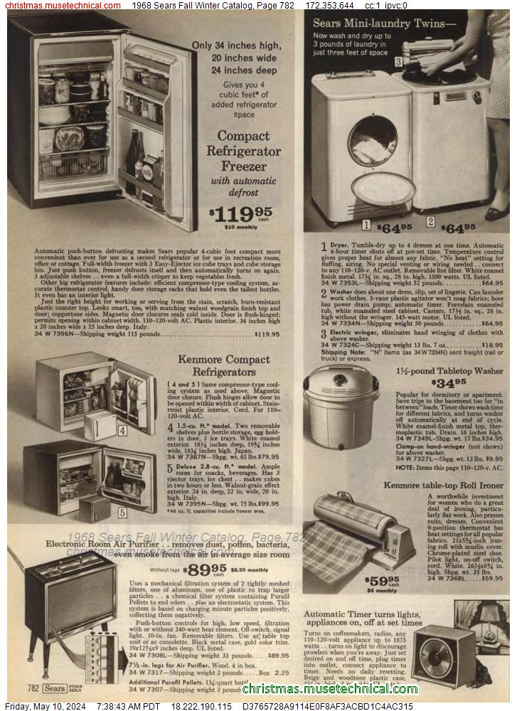 1968 Sears Fall Winter Catalog, Page 782