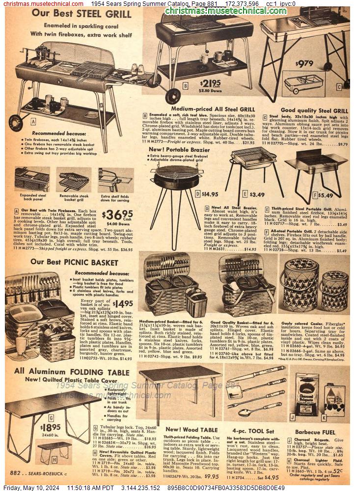 1954 Sears Spring Summer Catalog, Page 881