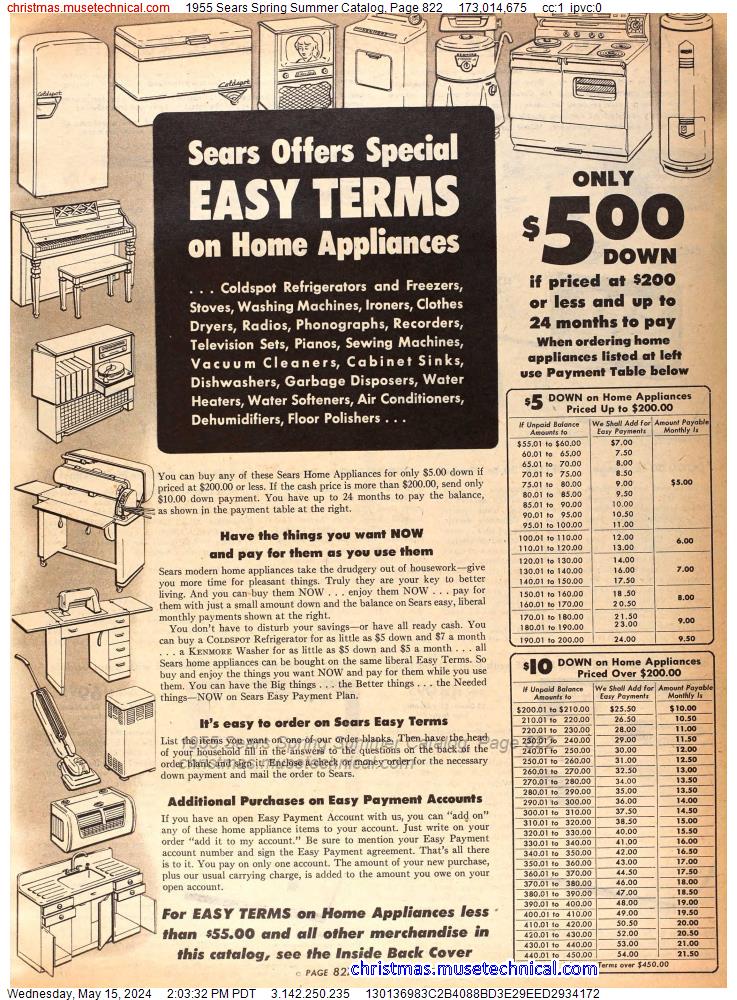 1955 Sears Spring Summer Catalog, Page 822