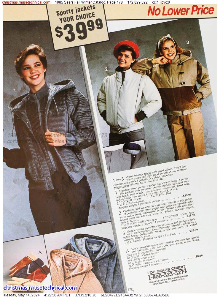 1985 Sears Fall Winter Catalog, Page 178
