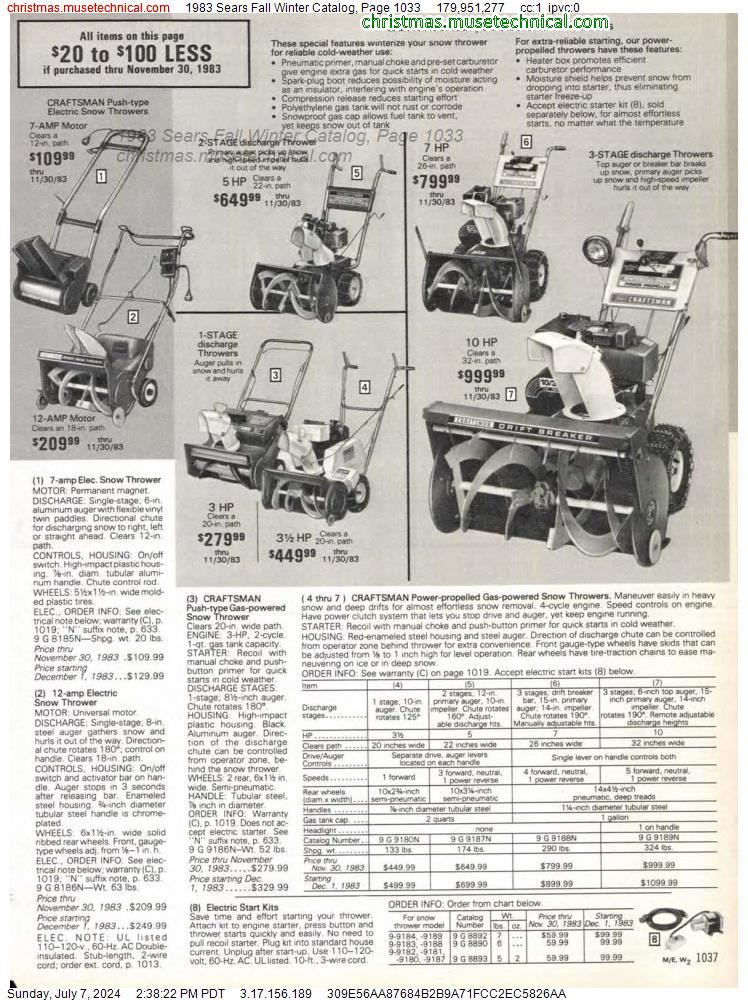 1983 Sears Fall Winter Catalog, Page 1033