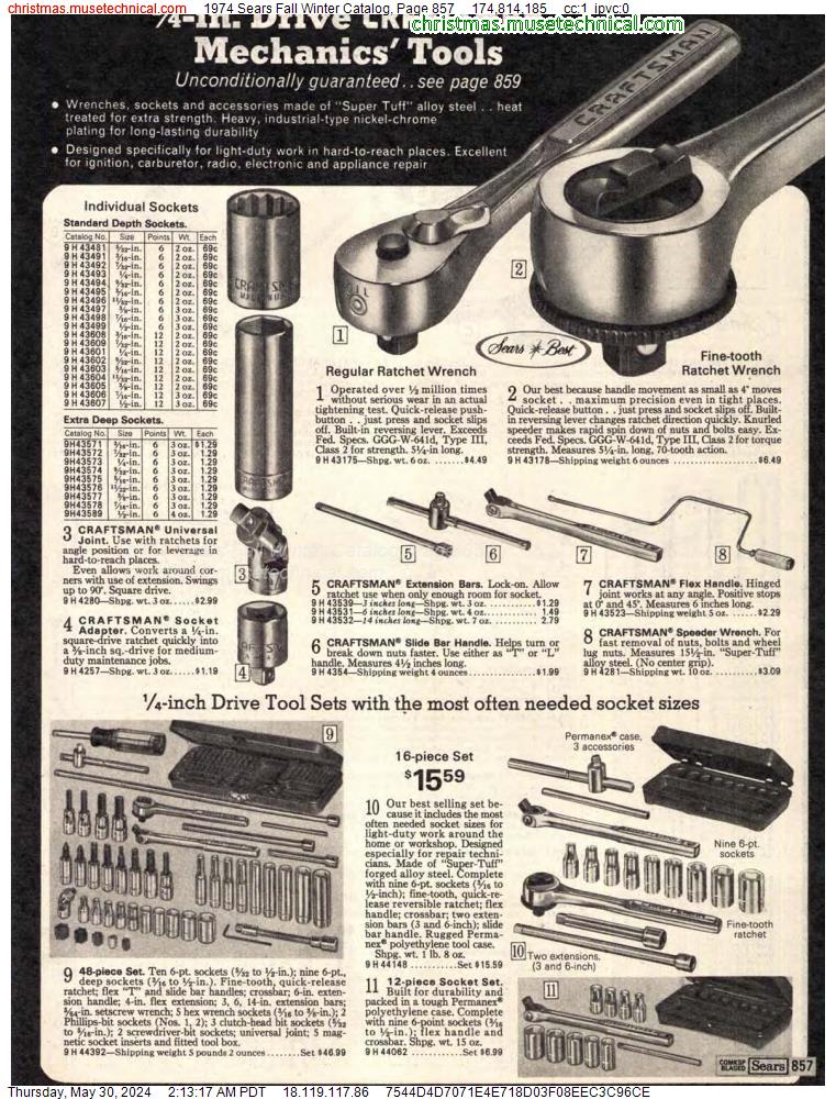 1974 Sears Fall Winter Catalog, Page 857