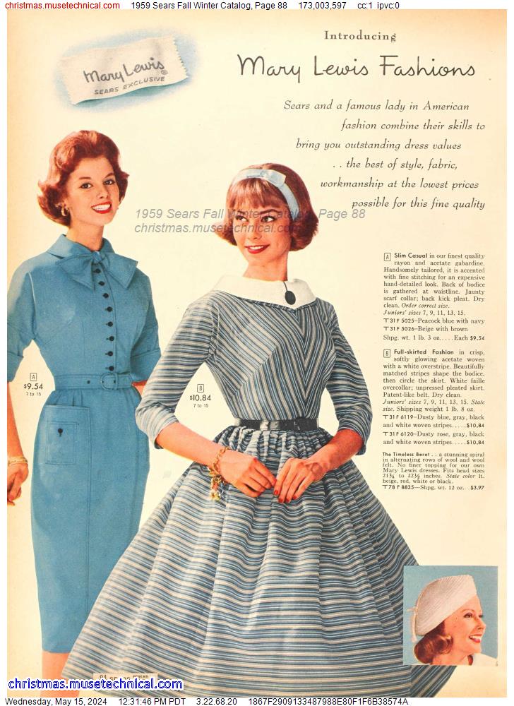 1959 Sears Fall Winter Catalog, Page 88