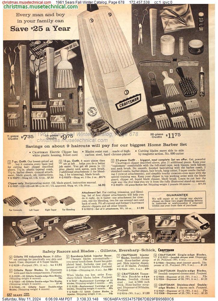 1961 Sears Fall Winter Catalog, Page 678