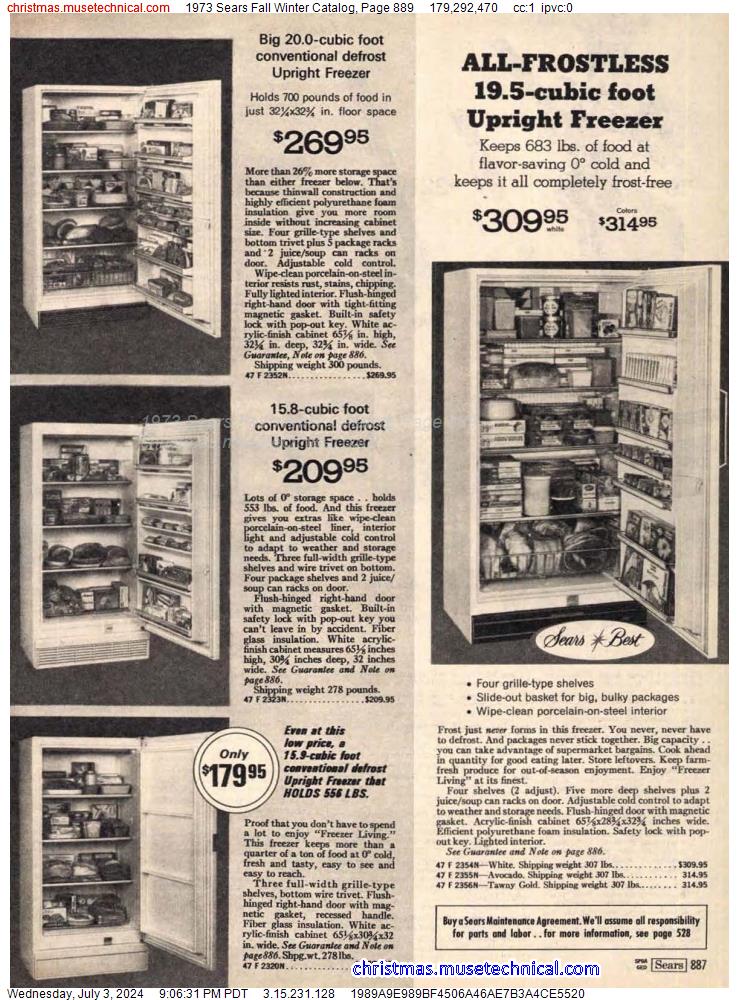 1973 Sears Fall Winter Catalog, Page 889