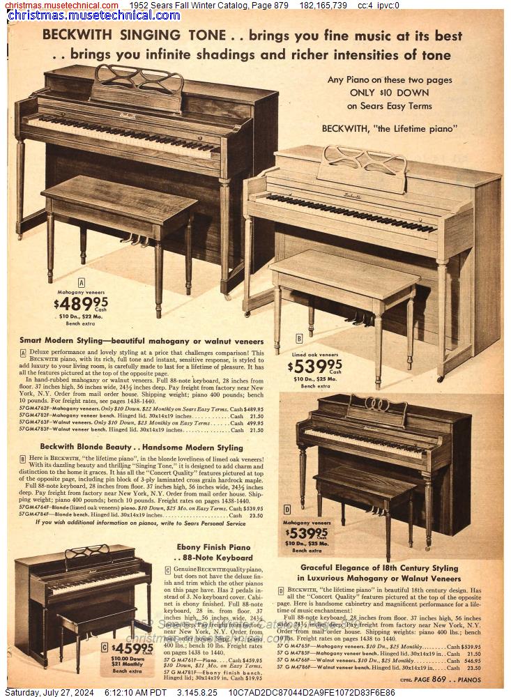 1952 Sears Fall Winter Catalog, Page 879