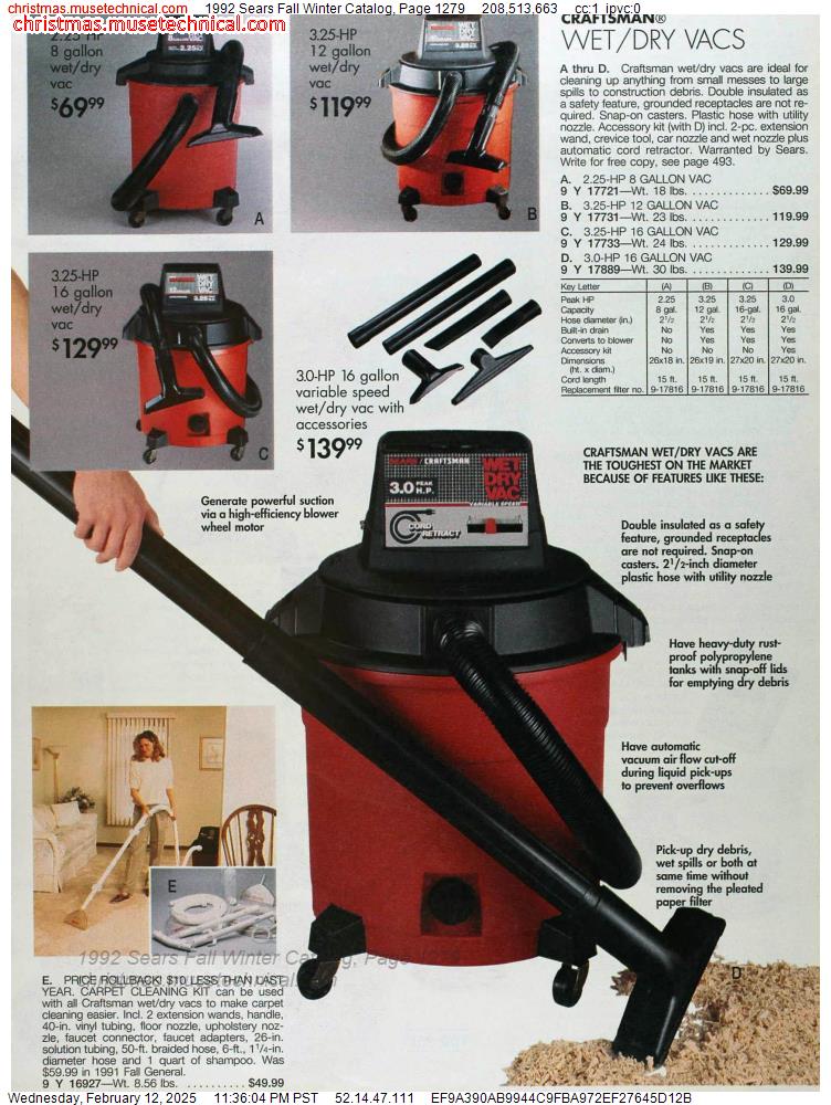 1992 Sears Fall Winter Catalog, Page 1279