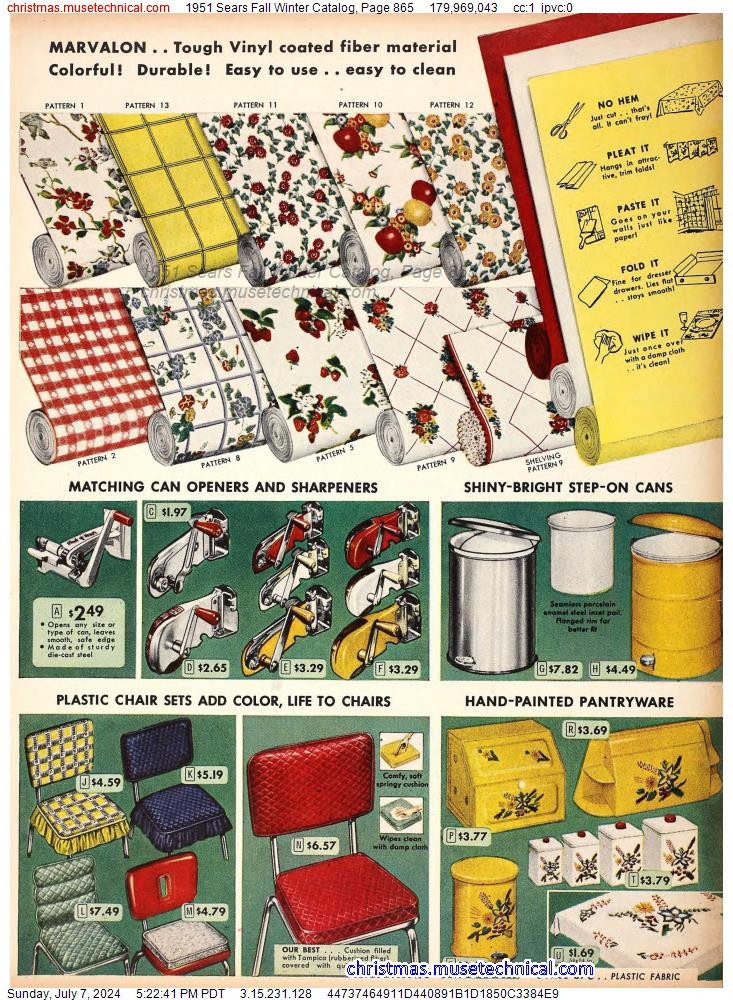 1951 Sears Fall Winter Catalog, Page 865