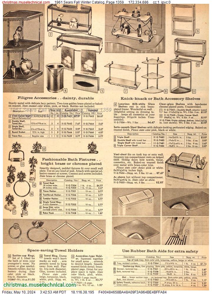 1961 Sears Fall Winter Catalog, Page 1359
