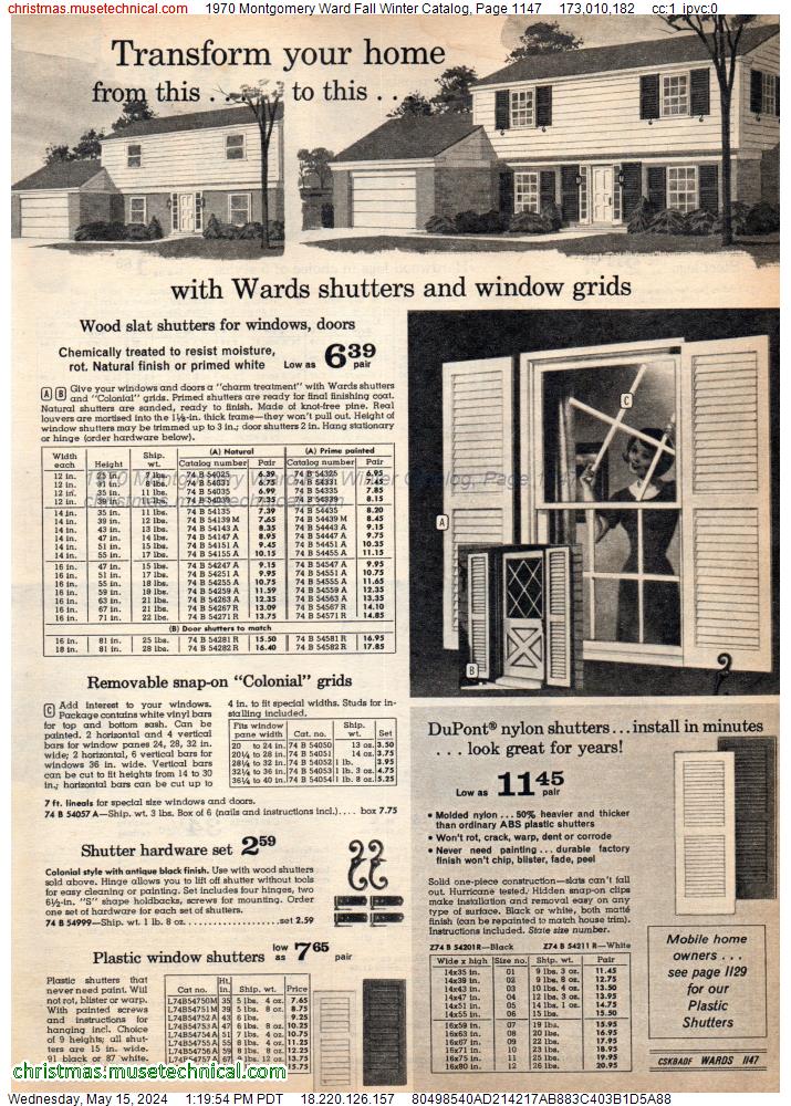 1970 Montgomery Ward Fall Winter Catalog, Page 1147