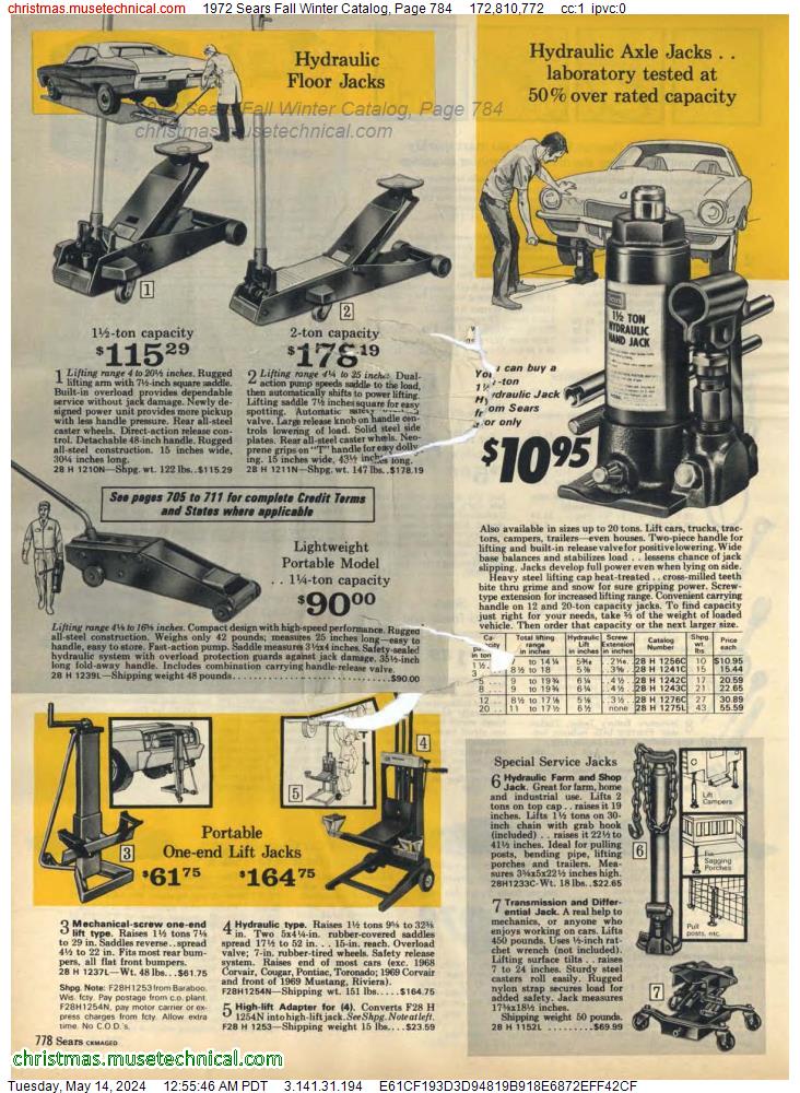 1972 Sears Fall Winter Catalog, Page 784