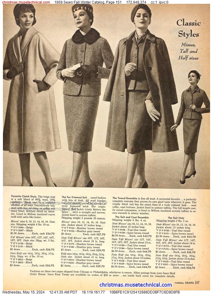1959 Sears Fall Winter Catalog, Page 151