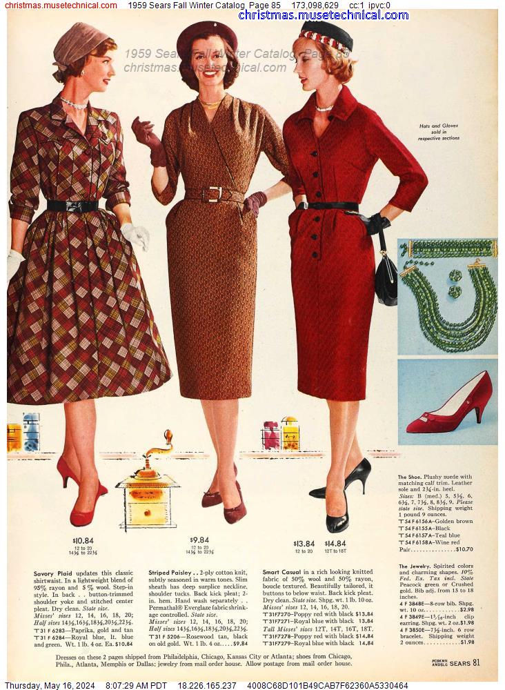 1959 Sears Fall Winter Catalog, Page 85