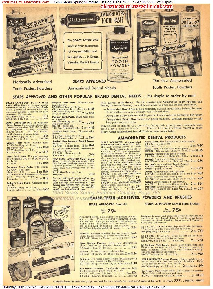 1950 Sears Spring Summer Catalog, Page 783