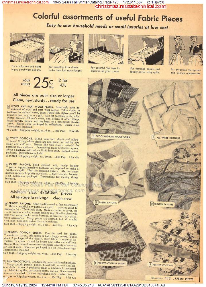 1945 Sears Fall Winter Catalog, Page 423