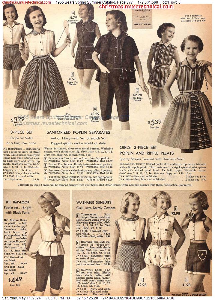 1955 Sears Spring Summer Catalog, Page 377