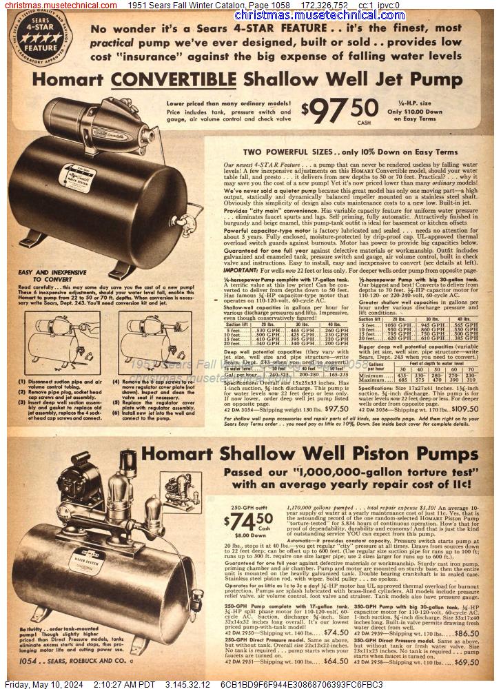 1951 Sears Fall Winter Catalog, Page 1058