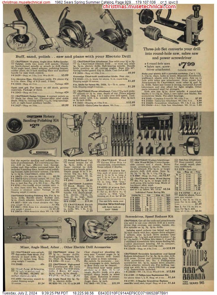 1962 Sears Spring Summer Catalog, Page 929