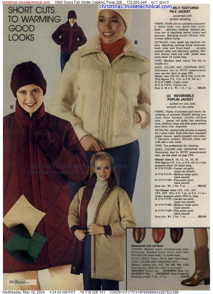 1980 Sears Fall Winter Catalog, Page 356