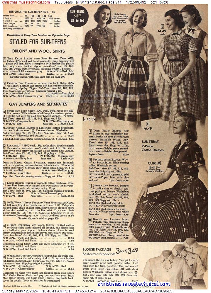 1955 Sears Fall Winter Catalog, Page 311
