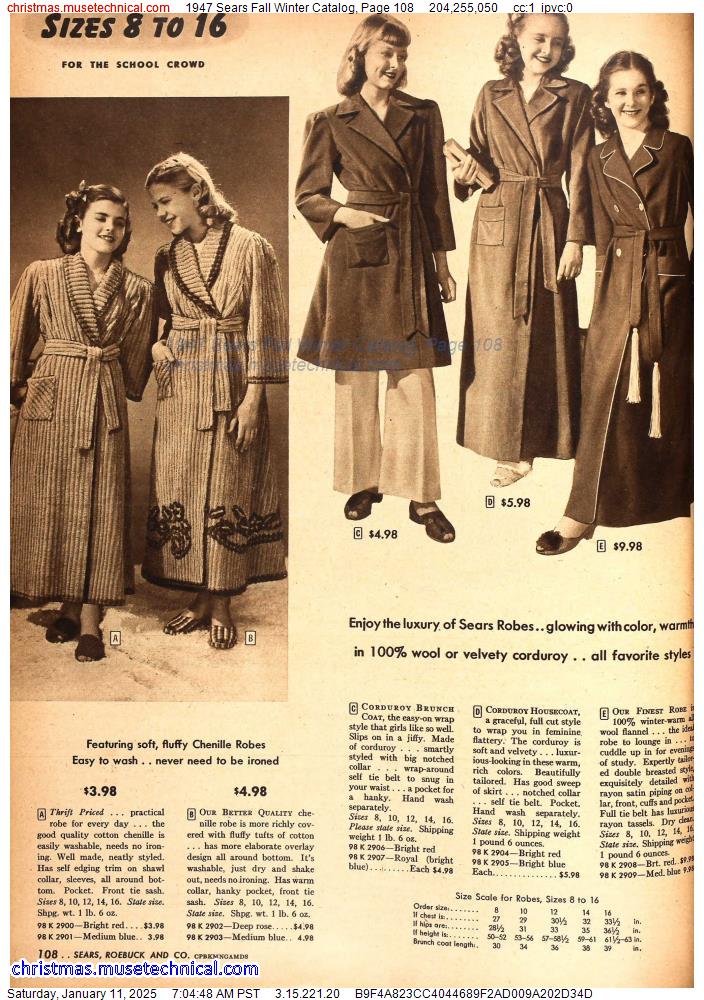 1947 Sears Fall Winter Catalog, Page 108