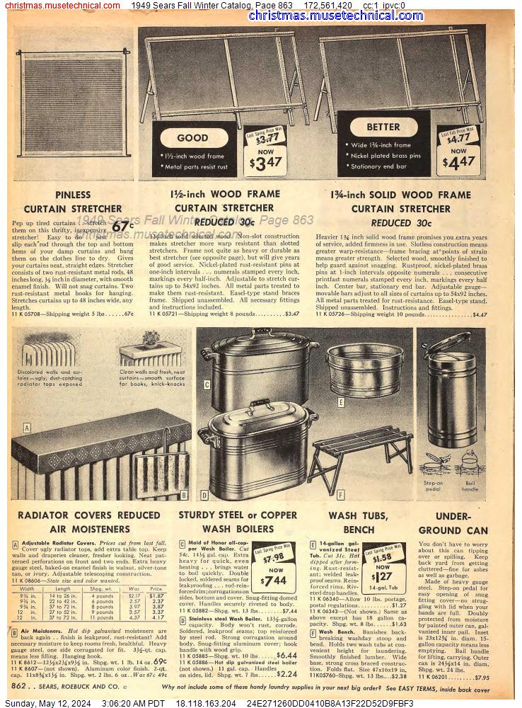 1949 Sears Fall Winter Catalog, Page 863